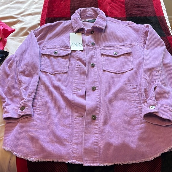 Retro Zara Purple Corduroy Over Shirt - Picture 5 of 7